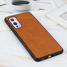 Coque Luxe Cuir Housse Etui B08H pour OnePlus 9 5G Marron