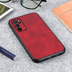 Coque Luxe Cuir Housse Etui B08H pour Oppo A16s Rouge