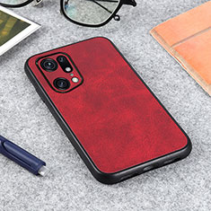 Coque Luxe Cuir Housse Etui B08H pour Oppo Find X5 Pro 5G Rouge