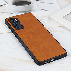 Coque Luxe Cuir Housse Etui B08H pour Oppo Reno6 5G Marron