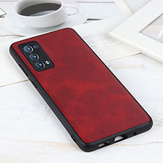 Coque Luxe Cuir Housse Etui B08H pour Oppo Reno6 Pro+ Plus 5G Rouge