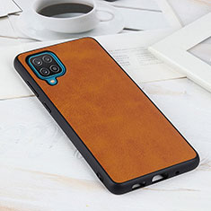 Coque Luxe Cuir Housse Etui B08H pour Samsung Galaxy M12 Marron