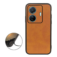 Coque Luxe Cuir Housse Etui B08H pour Vivo T1 5G Marron