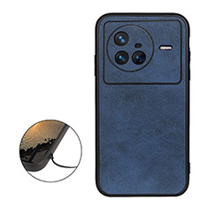 Coque Luxe Cuir Housse Etui B08H pour Vivo X80 5G Bleu