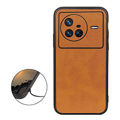 Coque Luxe Cuir Housse Etui B08H pour Vivo X80 5G Marron