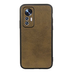 Coque Luxe Cuir Housse Etui B08H pour Xiaomi Mi 12 Lite 5G Brun Clair