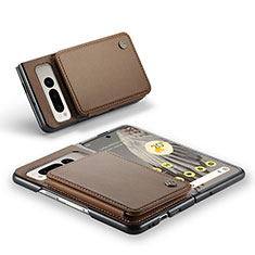 Coque Luxe Cuir Housse Etui C01S pour Google Pixel Fold 5G Marron