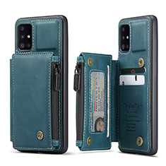 Coque Luxe Cuir Housse Etui C01S pour Samsung Galaxy M40S Bleu