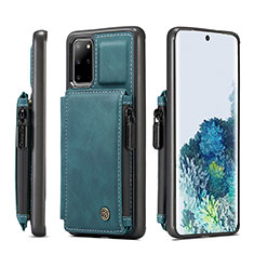 Coque Luxe Cuir Housse Etui C01S pour Samsung Galaxy S20 Plus Bleu