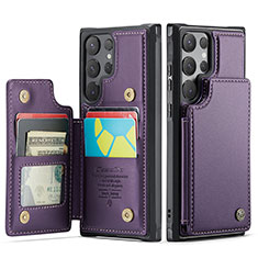 Coque Luxe Cuir Housse Etui C01S pour Samsung Galaxy S24 Ultra 5G Violet