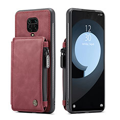 Coque Luxe Cuir Housse Etui C01S pour Xiaomi Redmi Note 9 Pro Max Rouge