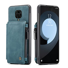 Coque Luxe Cuir Housse Etui C01S pour Xiaomi Redmi Note 9S Bleu