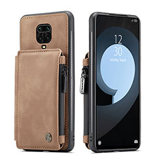 Coque Luxe Cuir Housse Etui C01S pour Xiaomi Redmi Note 9S Brun Clair