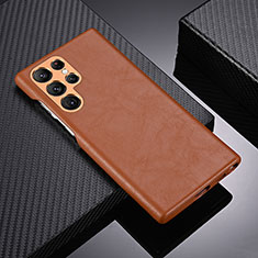 Coque Luxe Cuir Housse Etui C06 pour Samsung Galaxy S23 Ultra 5G Marron