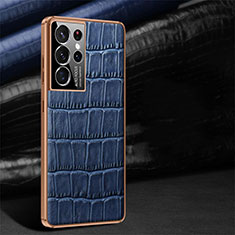 Coque Luxe Cuir Housse Etui C09 pour Samsung Galaxy S21 Ultra 5G Bleu