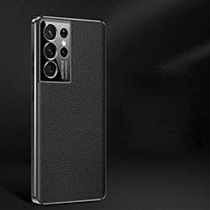 Coque Luxe Cuir Housse Etui C10 pour Samsung Galaxy S21 Ultra 5G Noir