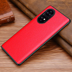 Coque Luxe Cuir Housse Etui DL1 pour Huawei P50 Rouge