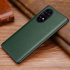 Coque Luxe Cuir Housse Etui DL1 pour Huawei P50 Vert