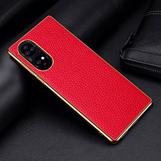 Coque Luxe Cuir Housse Etui DL2 pour Huawei P50e Rouge