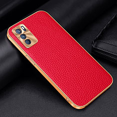 Coque Luxe Cuir Housse Etui DL2 pour Oppo Reno6 5G Rouge