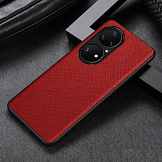 Coque Luxe Cuir Housse Etui GS1 pour Huawei P50 Rouge