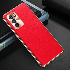 Coque Luxe Cuir Housse Etui GS1 pour Oppo Reno6 Pro 5G India Rouge