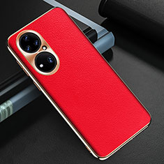 Coque Luxe Cuir Housse Etui GS3 pour Huawei P50 Rouge