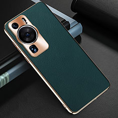 Coque Luxe Cuir Housse Etui GS3 pour Huawei P60 Vert