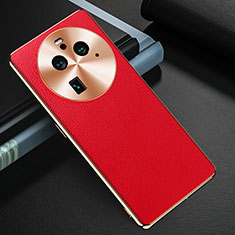 Coque Luxe Cuir Housse Etui GS3 pour Oppo Find X6 Pro 5G Rouge