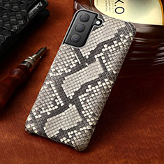 Coque Luxe Cuir Housse Etui HP2 pour Samsung Galaxy S23 5G Gris