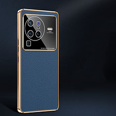 Coque Luxe Cuir Housse Etui JB2 pour Vivo X80 Pro 5G Bleu