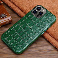 Coque Luxe Cuir Housse Etui L01 pour Apple iPhone 13 Pro Max Vert