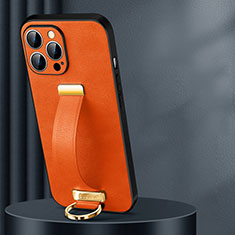 Coque Luxe Cuir Housse Etui LD1 pour Apple iPhone 15 Pro Orange