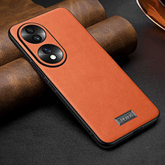 Coque Luxe Cuir Housse Etui LD1 pour Huawei Honor 70 5G Orange