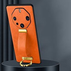 Coque Luxe Cuir Housse Etui LD1 pour Huawei Mate 60 RS Ultimate Orange