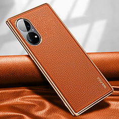 Coque Luxe Cuir Housse Etui LD1 pour Huawei P50 Orange