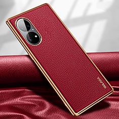 Coque Luxe Cuir Housse Etui LD1 pour Huawei P50 Rouge