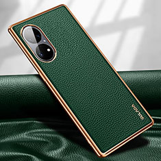 Coque Luxe Cuir Housse Etui LD1 pour Huawei P50 Vert