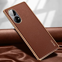 Coque Luxe Cuir Housse Etui LD1 pour Huawei P50e Marron