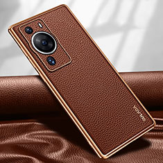 Coque Luxe Cuir Housse Etui LD1 pour Huawei P60 Marron