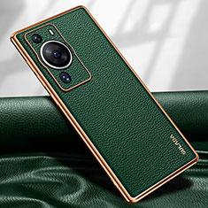 Coque Luxe Cuir Housse Etui LD1 pour Huawei P60 Pro Vert