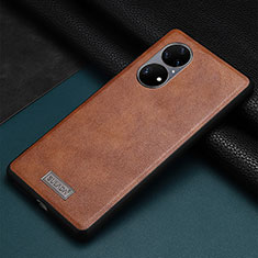 Coque Luxe Cuir Housse Etui LD2 pour Huawei P50 Pro Marron