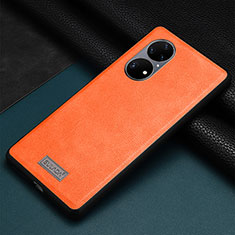 Coque Luxe Cuir Housse Etui LD2 pour Huawei P50e Orange