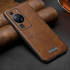 Coque Luxe Cuir Housse Etui LD2 pour Huawei P60 Marron