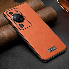 Coque Luxe Cuir Housse Etui LD2 pour Huawei P60 Orange