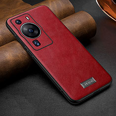 Coque Luxe Cuir Housse Etui LD2 pour Huawei P60 Rouge