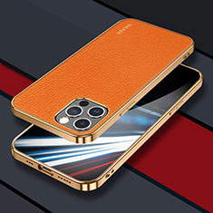 Coque Luxe Cuir Housse Etui LD3 pour Apple iPhone 13 Pro Max Orange