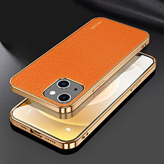 Coque Luxe Cuir Housse Etui LD3 pour Apple iPhone 14 Orange