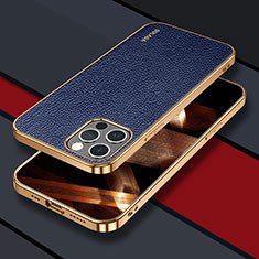 Coque Luxe Cuir Housse Etui LD3 pour Apple iPhone 14 Pro Bleu