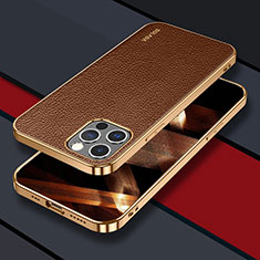 Coque Luxe Cuir Housse Etui LD3 pour Apple iPhone 14 Pro Max Marron